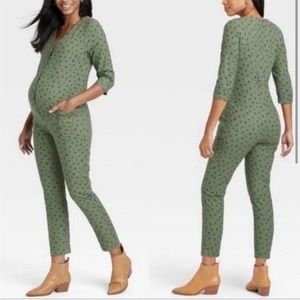 The Nines by Hatch Green Floral Jumpsuit
